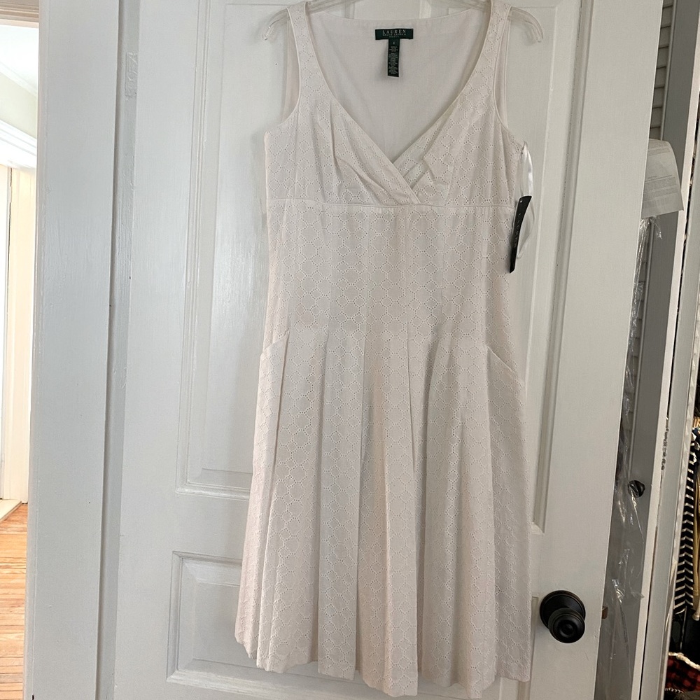 NWT Lauren Ralph Lauren temple garden white dress